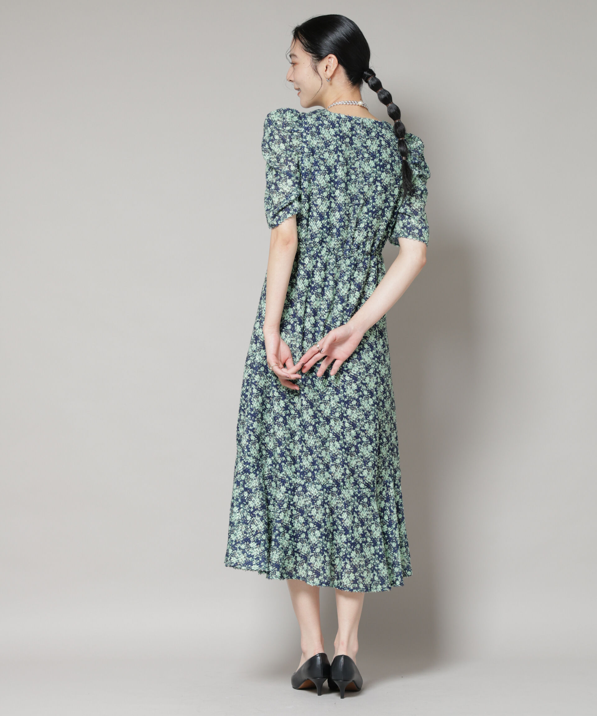 NANO universe「troisieme chaco/CUT JACQUARD PRINT ワンピース」|ワンピース|