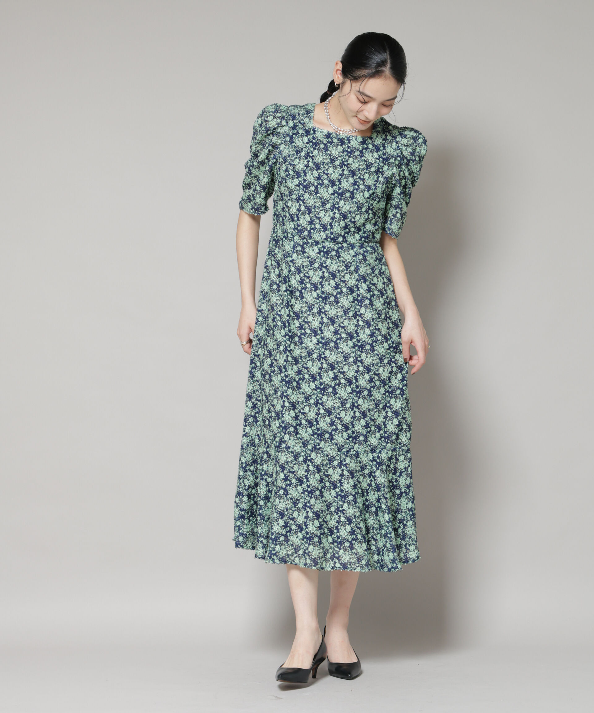 NANO universe「troisieme chaco/CUT JACQUARD PRINT ワンピース」|ワンピース|