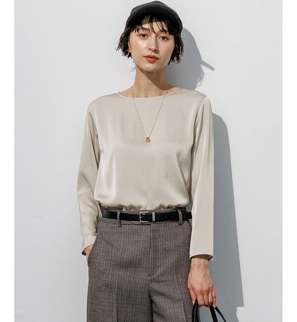 23区「サテン ロングスリーブ Tシャツ」|Tシャツ・カットソー|サンド系