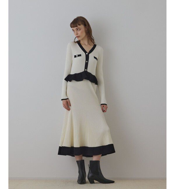 GRACE CONTINENTAL「バイカラーニットワンピース」|ワンピース|ホワイト