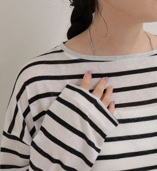 fredy emue「ハートステッチシアーボーダーロンTシャツ」|Tシャツ・カットソー|
