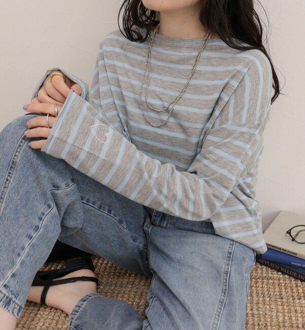 fredy emue「ハートステッチシアーボーダーロンTシャツ」|Tシャツ・カットソー|