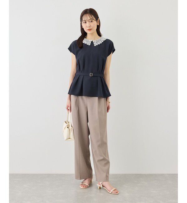 Rope&rsquo;Picnic「【ベストヒット】襟レースフレンチスリーブブラウス/UVカット」|シャツ・ブラウス|