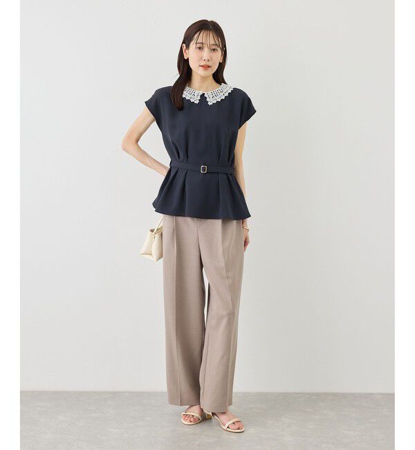 Rope&rsquo;Picnic「【ベストヒット】襟レースフレンチスリーブブラウス/UVカット」|シャツ・ブラウス|