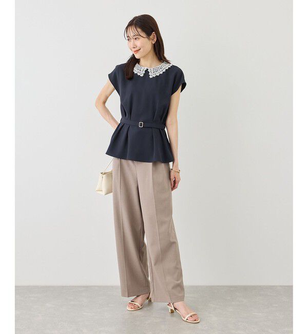 Rope&rsquo;Picnic「【ベストヒット】襟レースフレンチスリーブブラウス/UVカット」|シャツ・ブラウス|