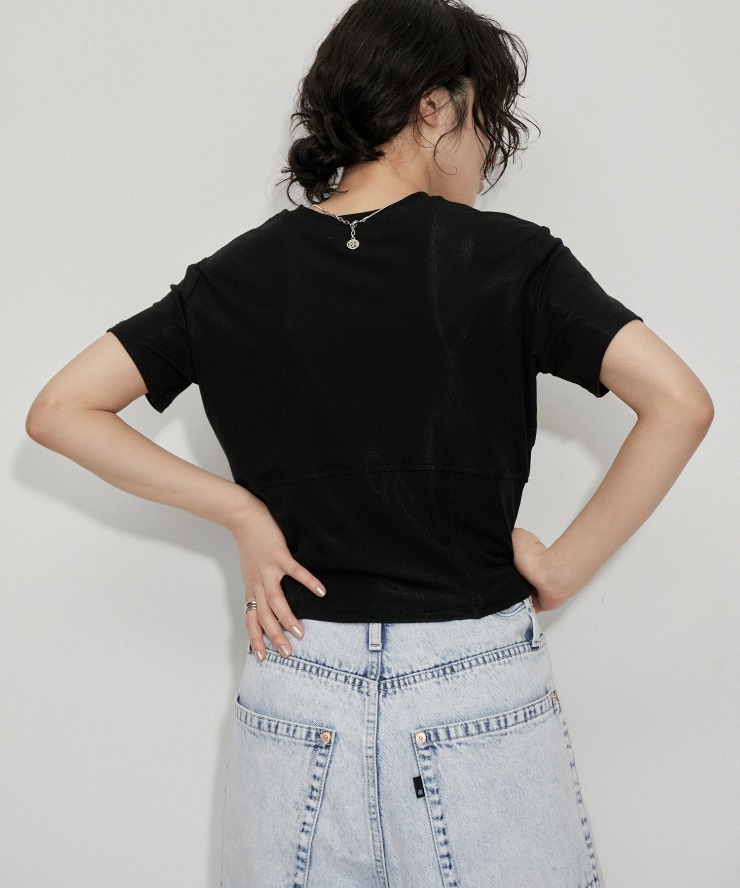 ADAM ET ROPE'「【洗える・ストレッチ・サステナブル】コルセットTシャツ」|Tシャツ・カットソー|