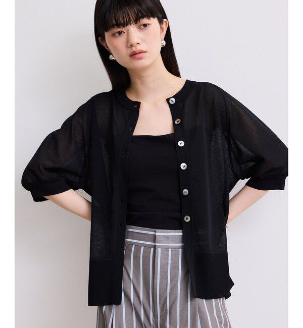 ADAM ET ROPE'「【WEB限定】バックスリットベルテッドカーディガン」|カーディガン|