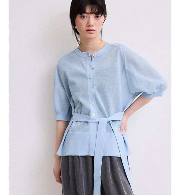ADAM ET ROPE'「【WEB限定】バックスリットベルテッドカーディガン」|カーディガン|サックス(48)