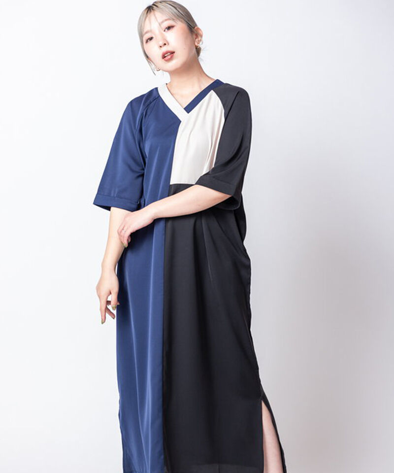  「2WAYトライカラーワンピース」|ワンピース|NAVY