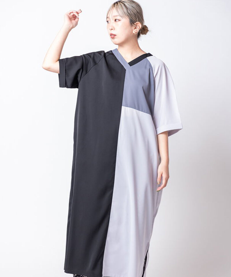 「2WAYトライカラーワンピース」|ワンピース|BLACK