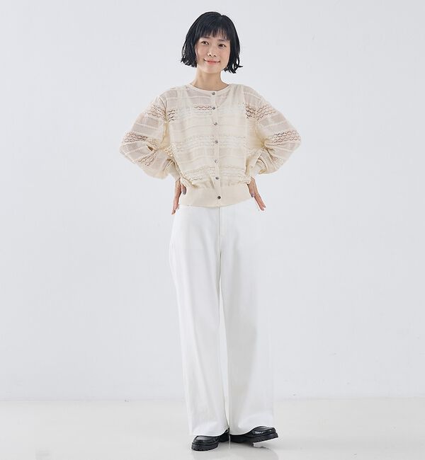 collex「レーシー柄クルーネックニットカーディガン」|カーディガン|