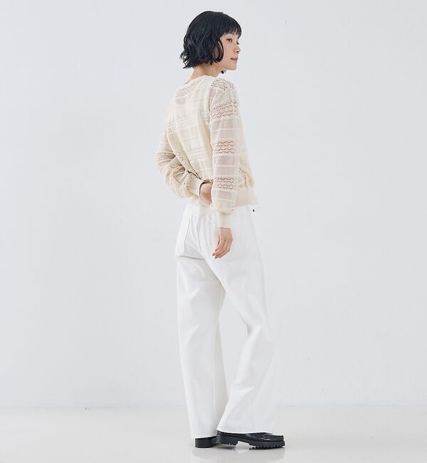 collex「レーシー柄クルーネックニットカーディガン」|カーディガン|