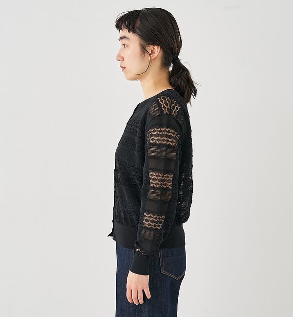 collex「レーシー柄クルーネックニットカーディガン」|カーディガン|
