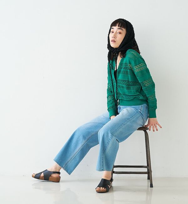 collex「レーシー柄クルーネックニットカーディガン」|カーディガン|