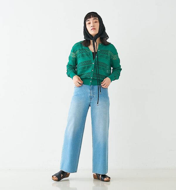 collex「レーシー柄クルーネックニットカーディガン」|カーディガン|