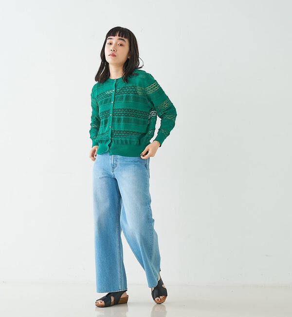 collex「レーシー柄クルーネックニットカーディガン」|カーディガン|