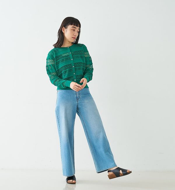 collex「レーシー柄クルーネックニットカーディガン」|カーディガン|