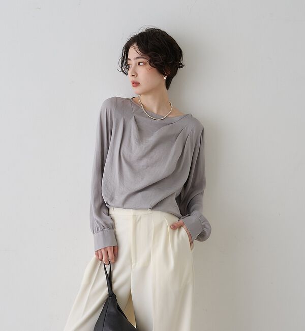 Rouge vif「【一部店舗限定】ドレープサテンブラウス」|シャツ・ブラウス|