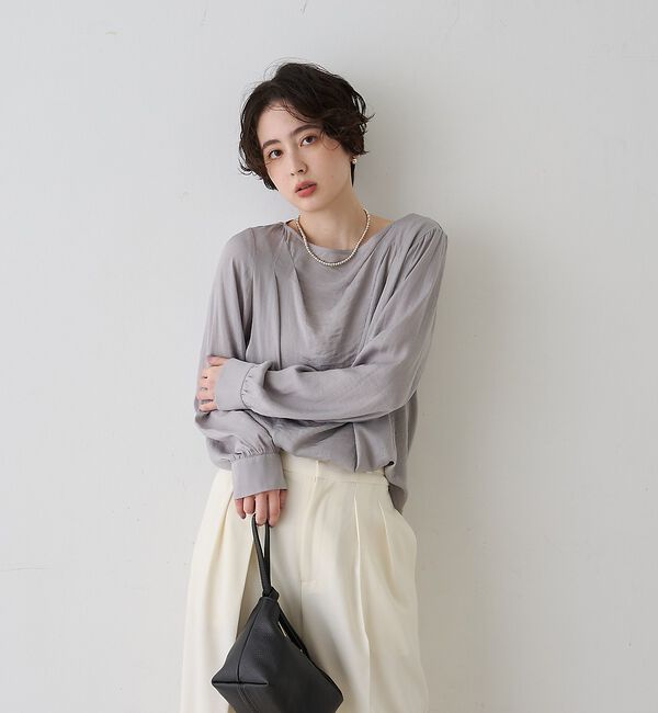 Rouge vif「【一部店舗限定】ドレープサテンブラウス」|シャツ・ブラウス|
