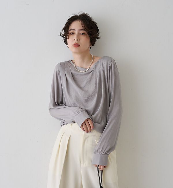 Rouge vif「【一部店舗限定】ドレープサテンブラウス」|シャツ・ブラウス|