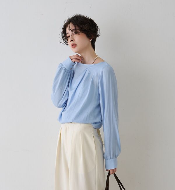 Rouge vif「【一部店舗限定】ドレープサテンブラウス」|シャツ・ブラウス|