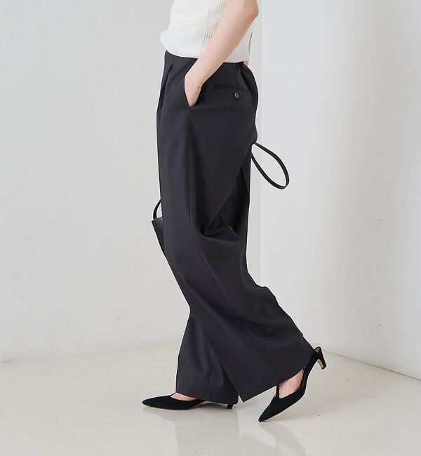 Rouge vif「麻混ワンタックワイドストレートパンツ」|その他|