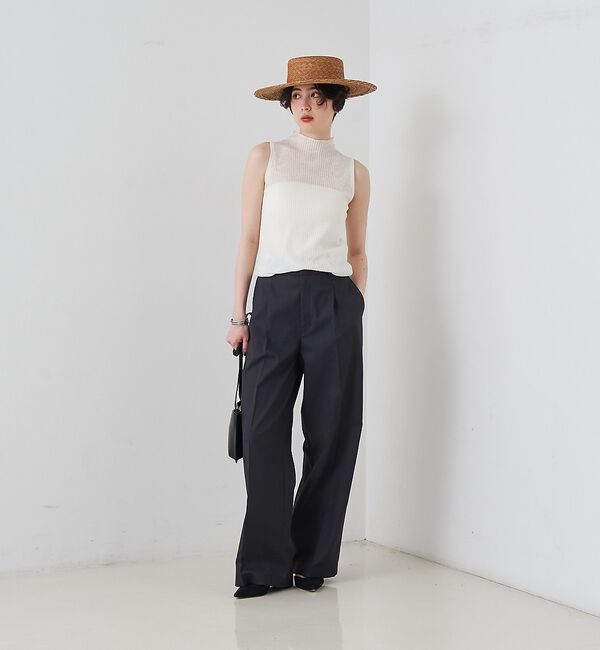 Rouge vif「麻混ワンタックワイドストレートパンツ」|その他|