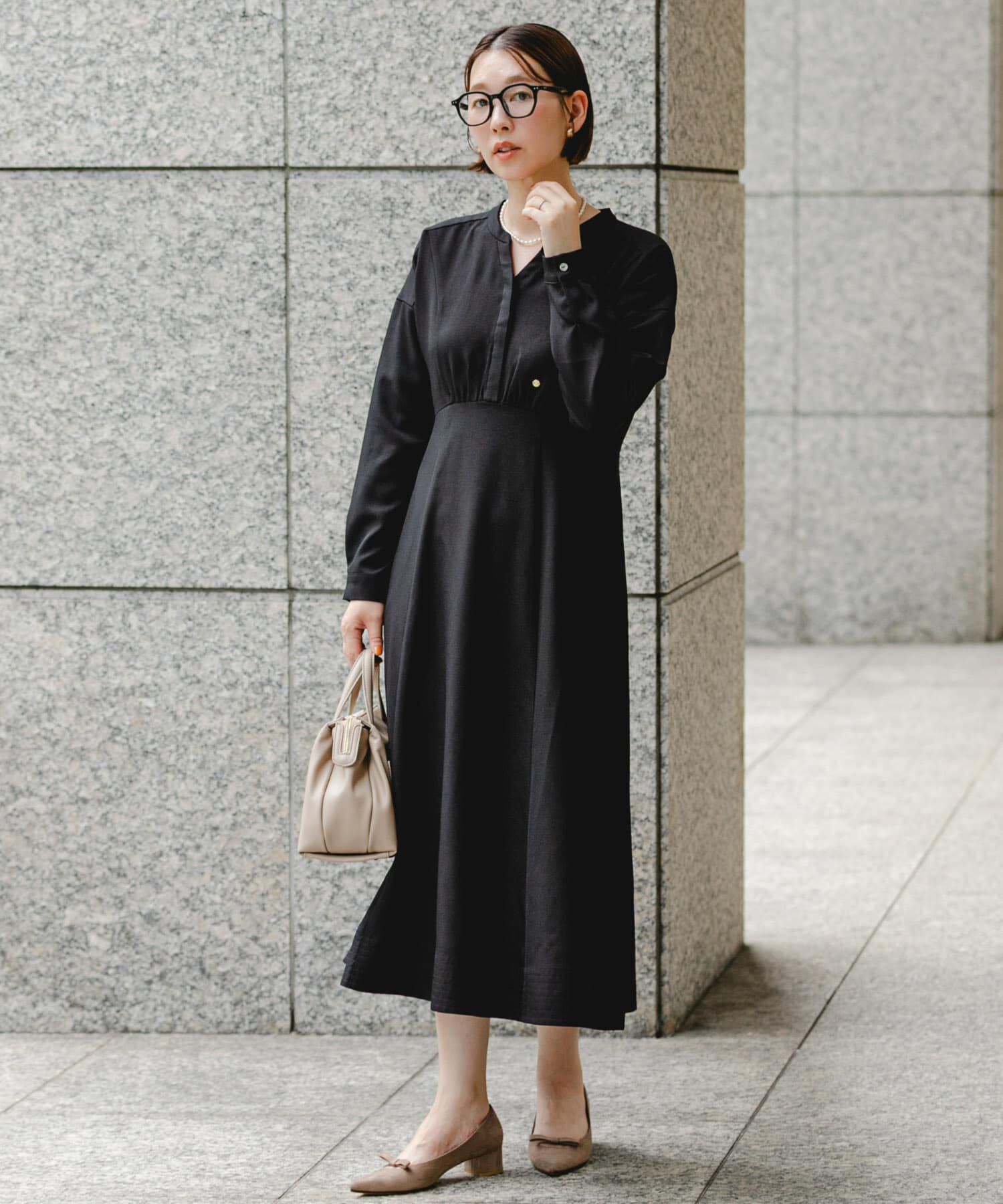 URBAN RESEARCH ROSSO「『UR TECH SMOOTHLUXE』F by ROSSO　キーネックワンピース」|ワンピース|