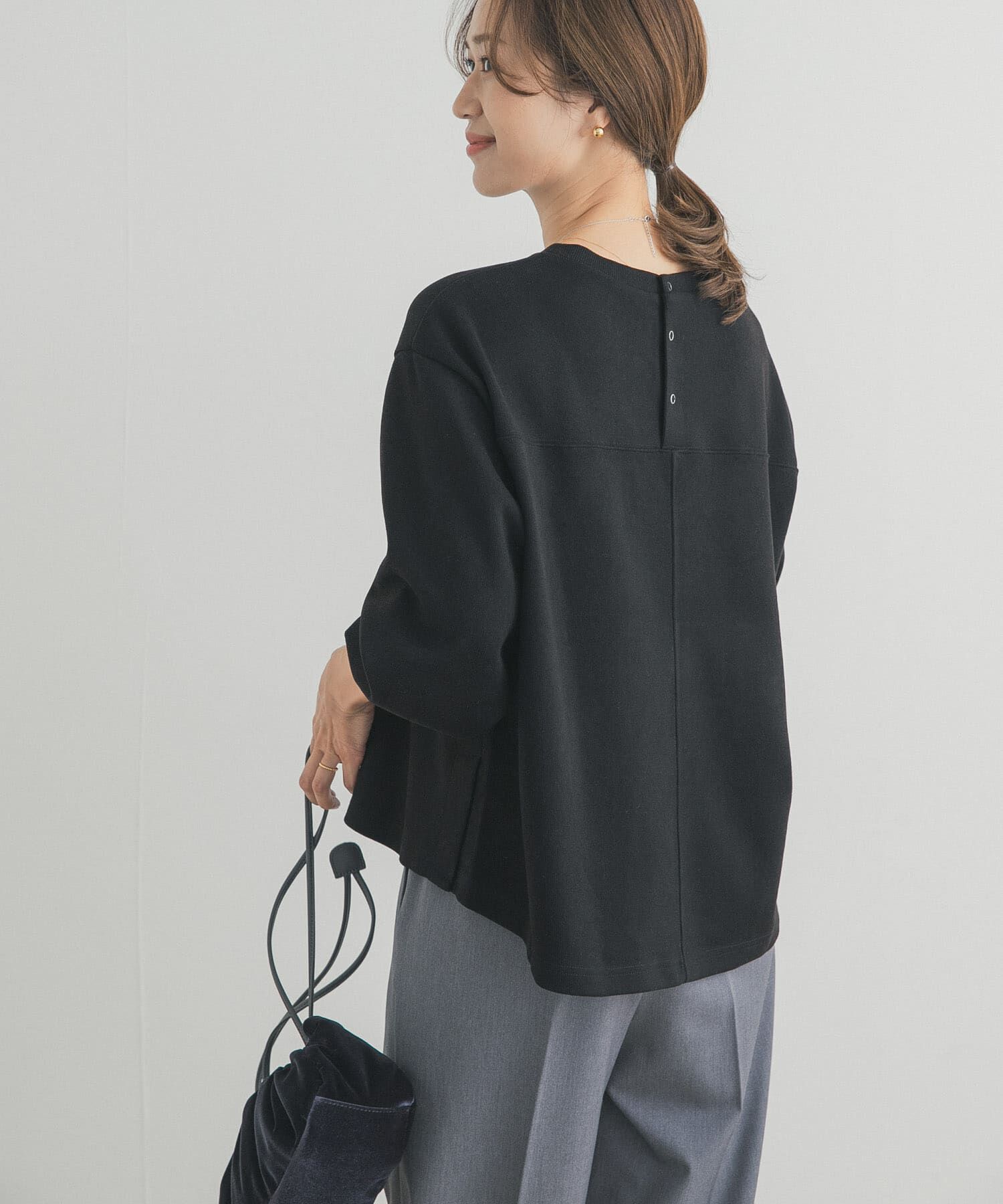 URBAN RESEARCH DOORS「BACKリングドットプルオーバー」|Tシャツ・カットソー|ブラック