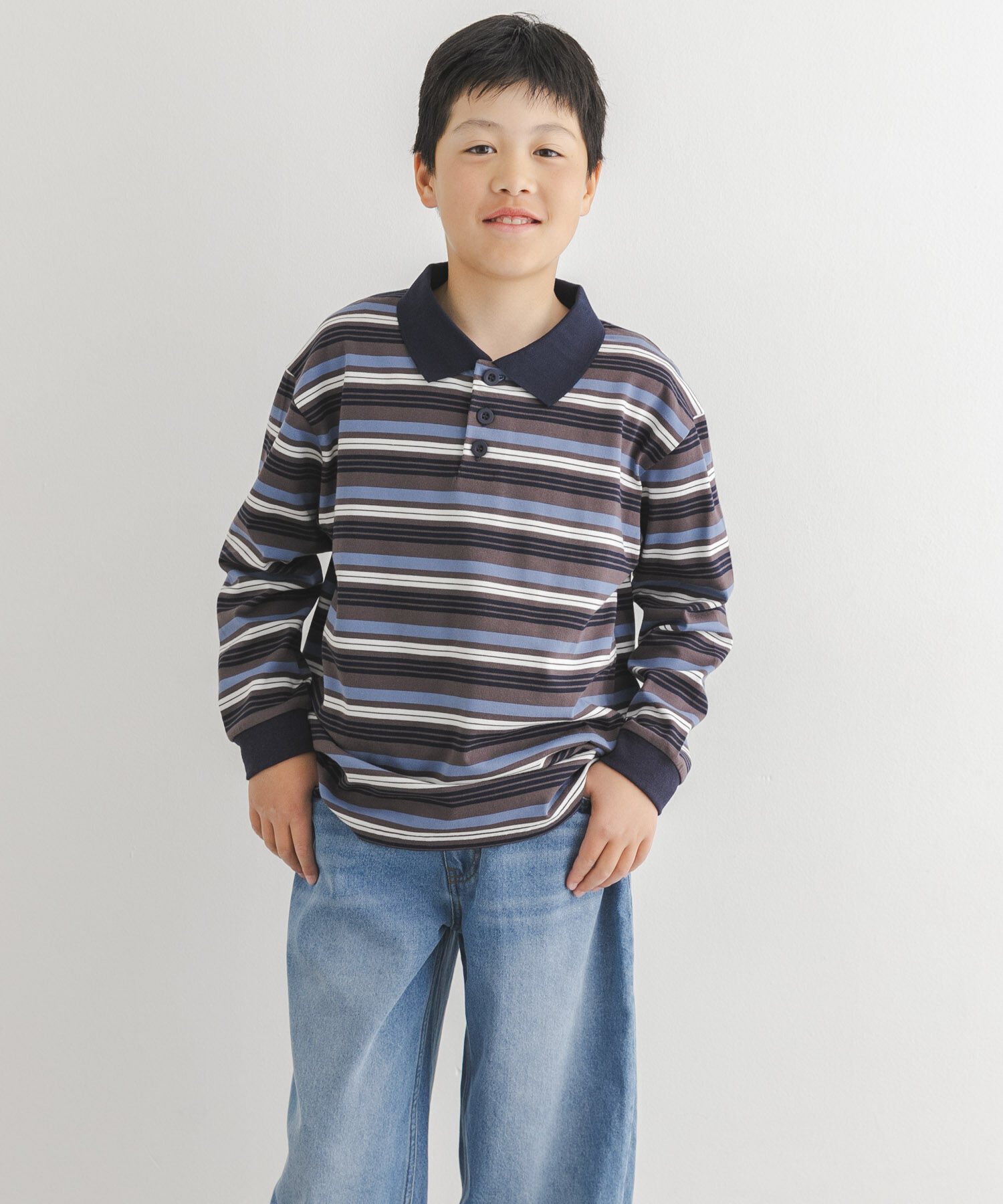 URBAN RESEARCH DOORS「『150サイズ』マルチボーダーラガーシャツ(KIDS)」|その他|グレー系その他