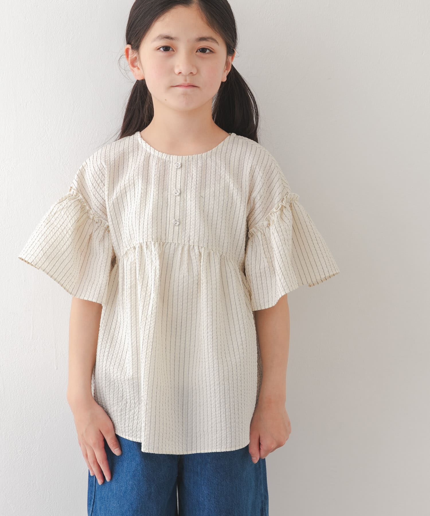URBAN RESEARCH DOORS「『150サイズあり』ストライプ2wayサッカーブラウス(KIDS)」|その他|