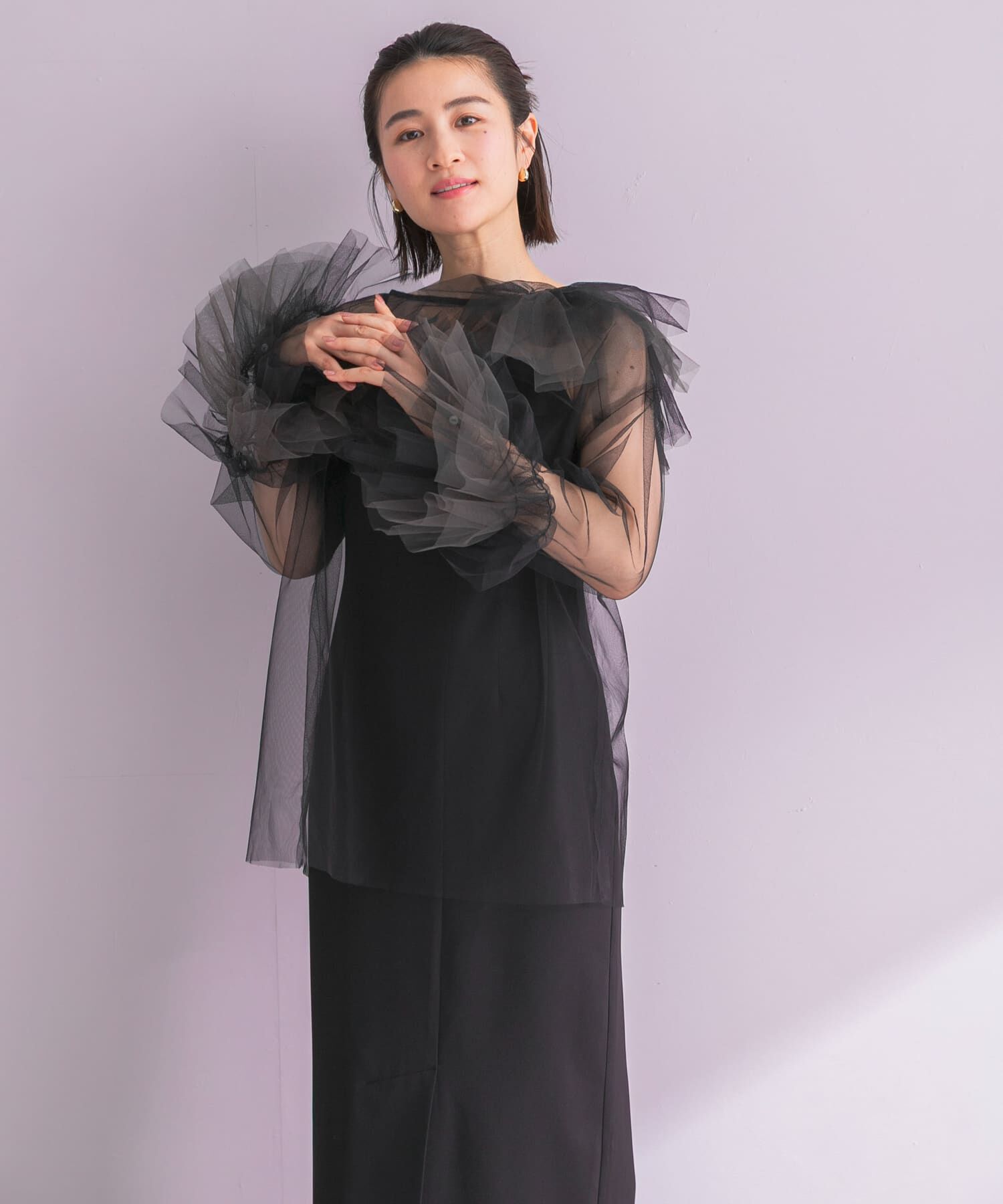 URBAN RESEARCH ROSSO「ANDRESD　BLOOMING TULLE DRESS」|ワンピース|ブラック