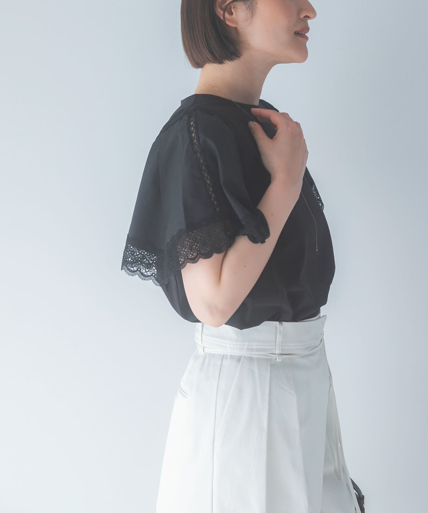 URBAN RESEARCH ROSSO「MARILYN MOON　LACED  SLEEVE CUTSEW」|Tシャツ・カットソー|