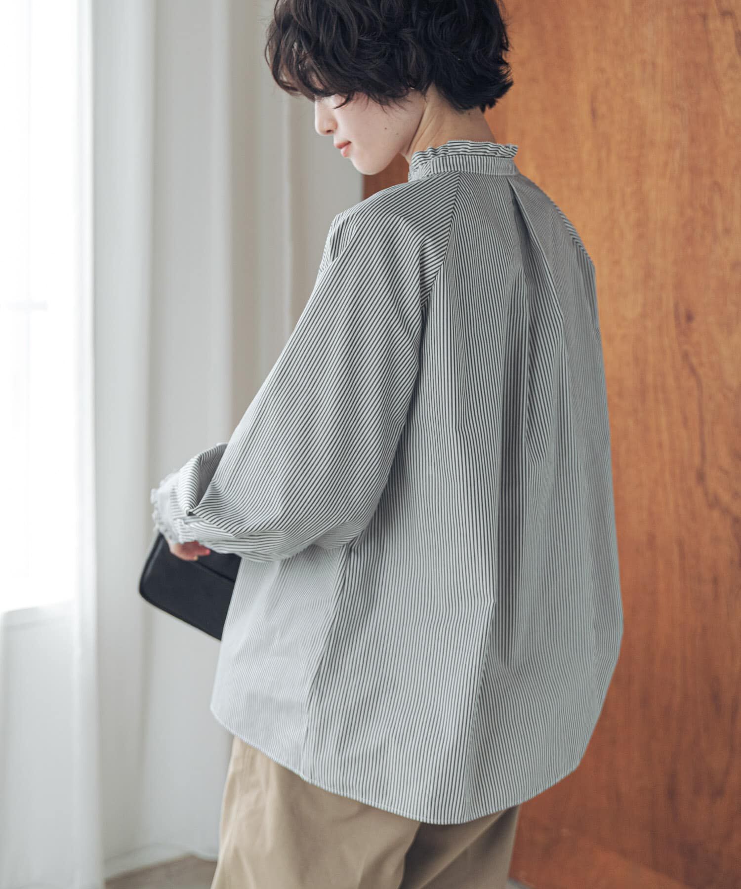 URBAN RESEARCH DOORS「『速乾/イージーケア/UVカット』『UR TECH』Aircareフリルネックブラウス」|シャツ・ブラウス|