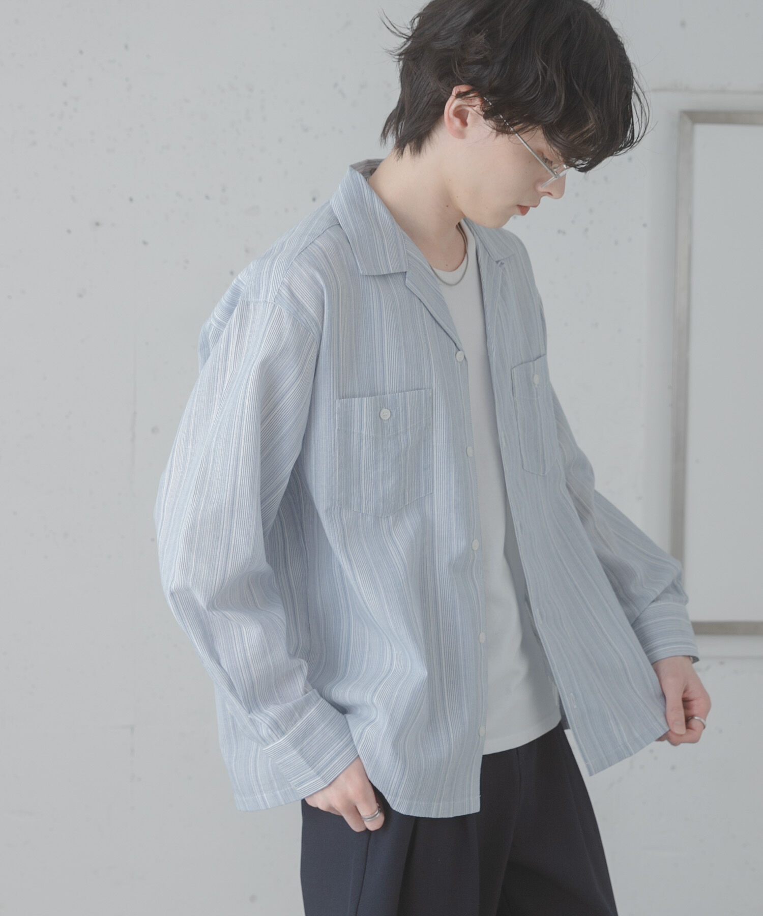 SENSE OF PLACE by URBAN RESEARCH「スラブストライプオープンカラーシャツ」|シャツ・ブラウス|