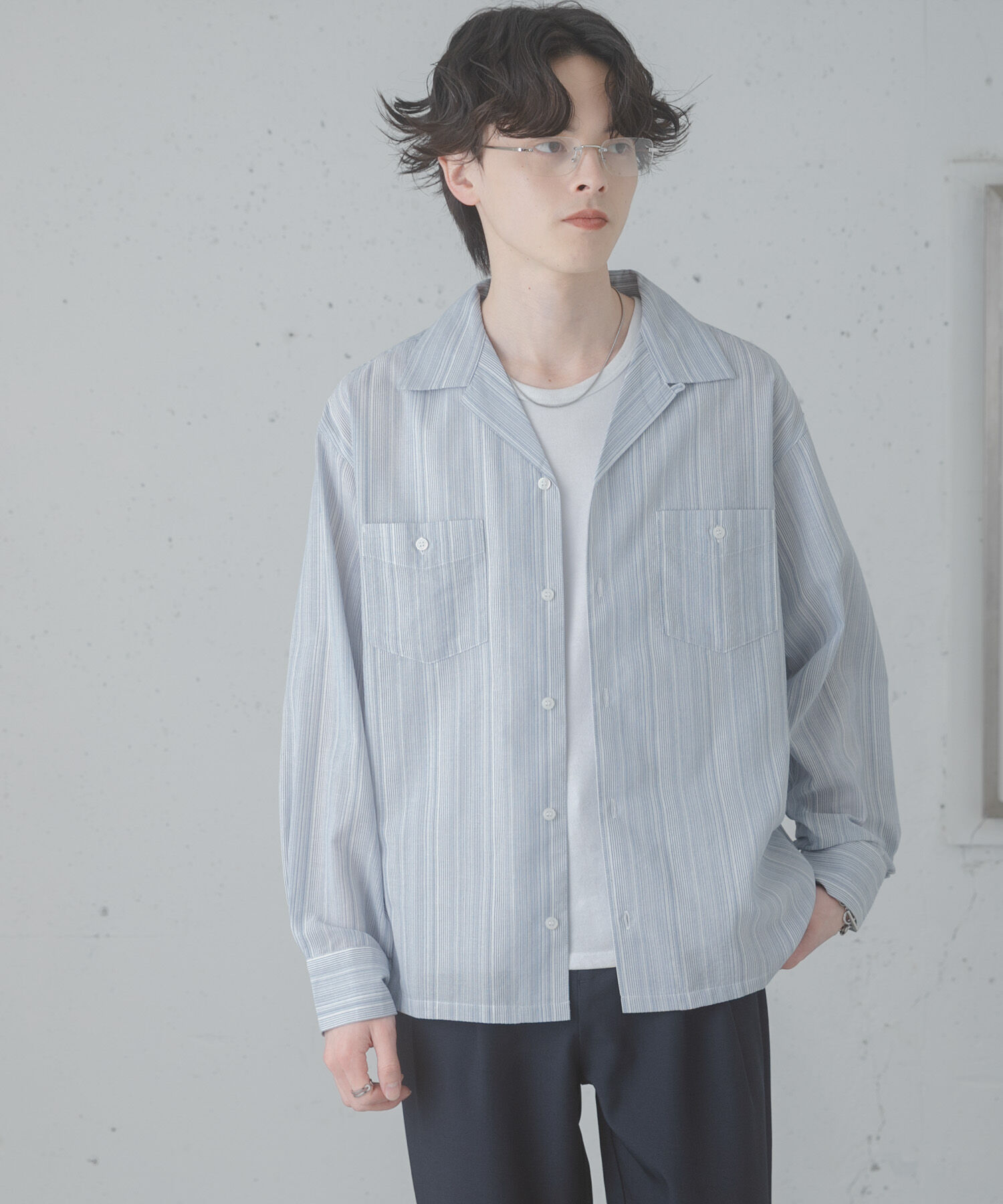 SENSE OF PLACE by URBAN RESEARCH「スラブストライプオープンカラーシャツ」|シャツ・ブラウス|