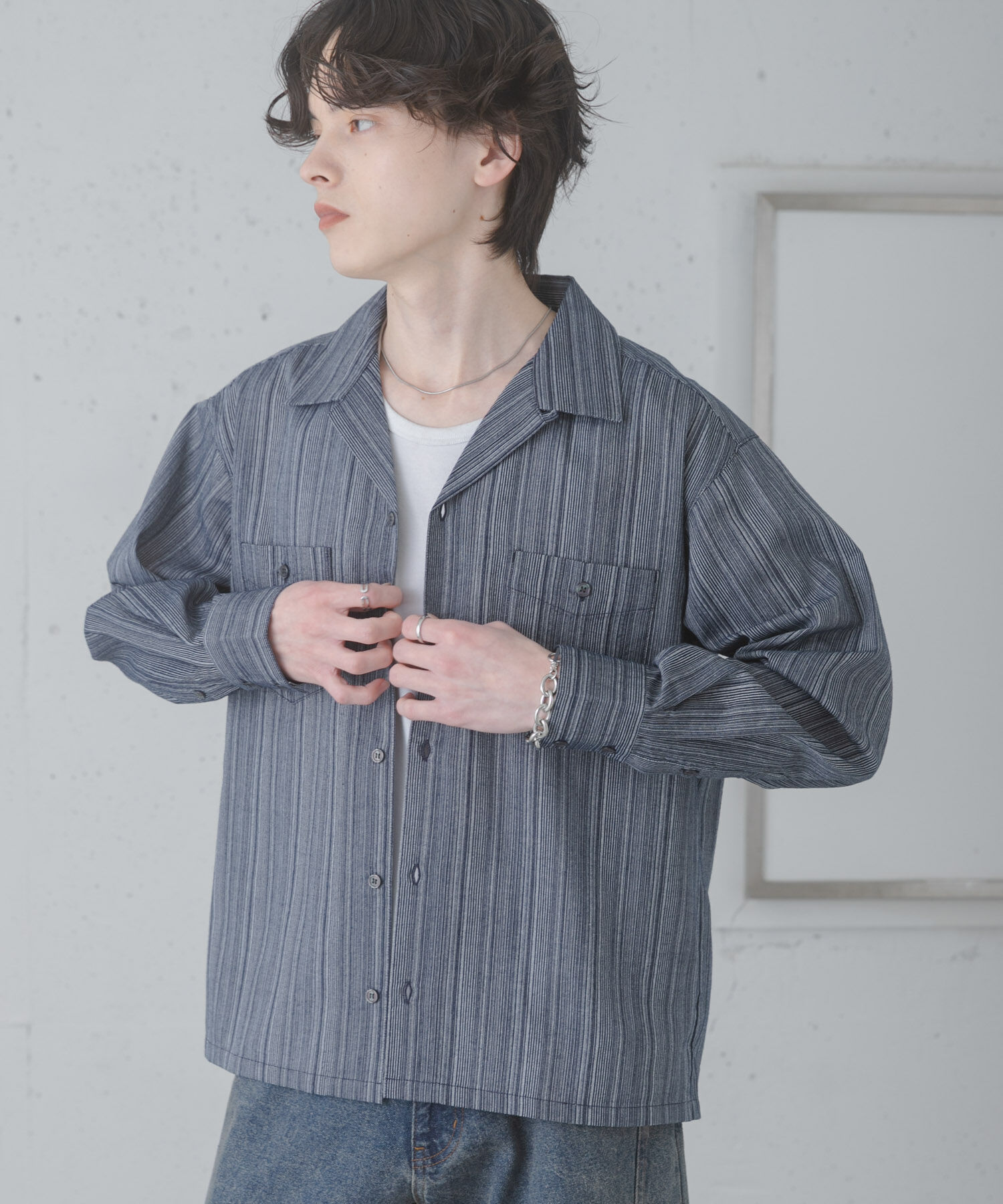 SENSE OF PLACE by URBAN RESEARCH「スラブストライプオープンカラーシャツ」|シャツ・ブラウス|