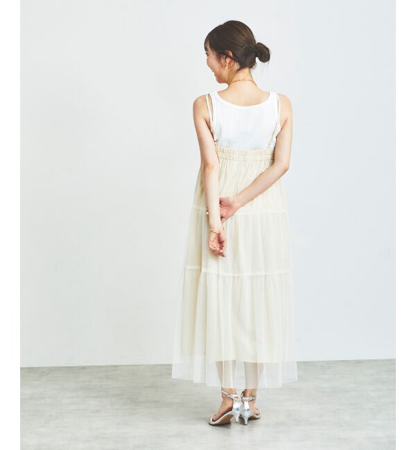 le.coeur blanc「《WEB限定アイテム》チュールティアードキャミワンピース」|ワンピース|