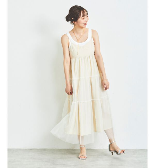 le.coeur blanc「《WEB限定アイテム》チュールティアードキャミワンピース」|ワンピース|