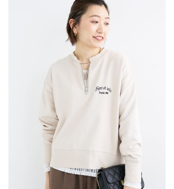  「刺繍入りハーフジップスウェット」|スウェット・ジャージ|