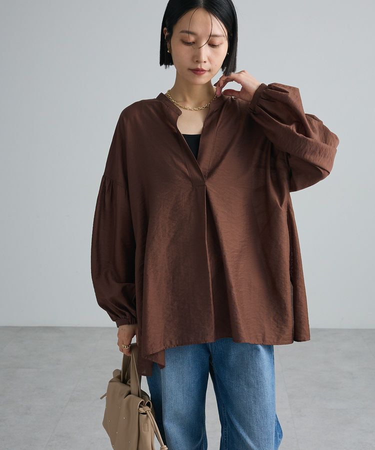 Green Parks「スキッパー袖ボリュームブラウス」|シャツ・ブラウス|Brown