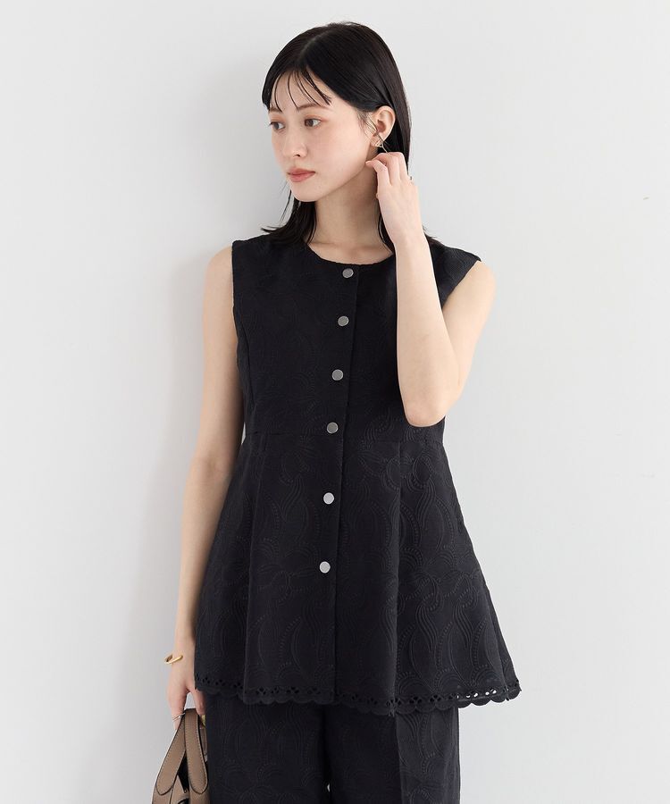 YECCA VECCA「刺繍ペプラムジレ」|ベスト・ジレ|