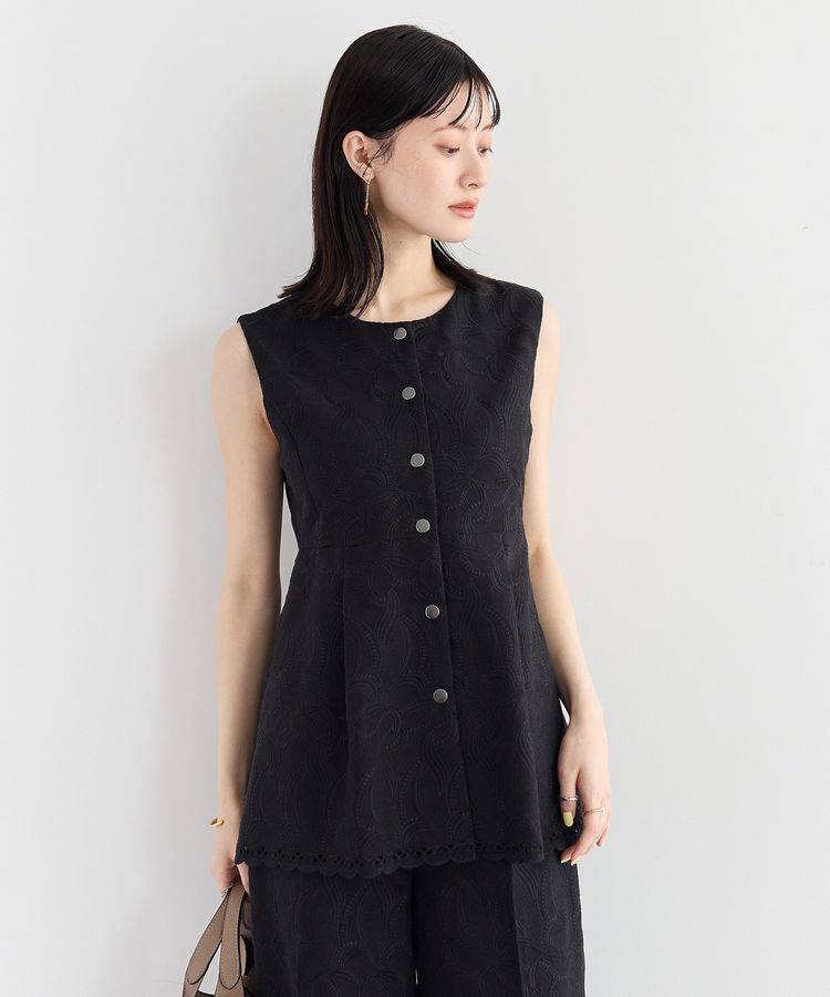 YECCA VECCA「刺繍ペプラムジレ」|ベスト・ジレ|
