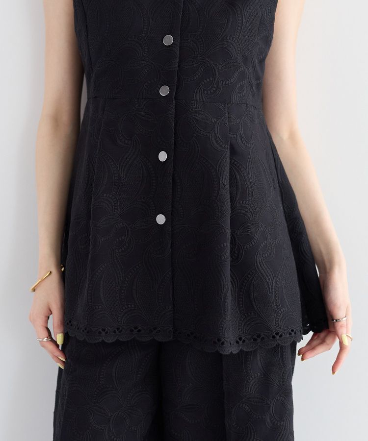 YECCA VECCA「刺繍ペプラムジレ」|ベスト・ジレ|