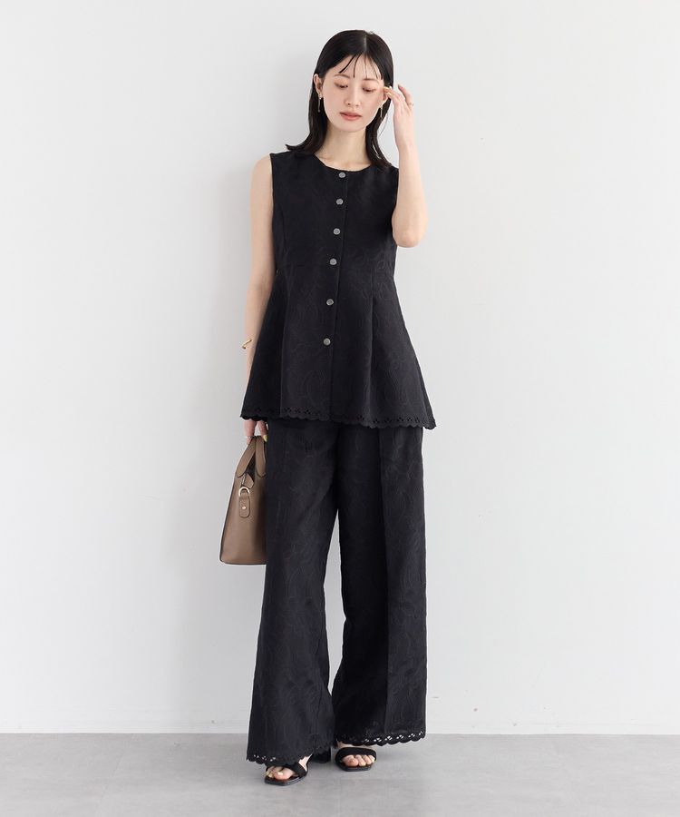 YECCA VECCA「刺繍ペプラムジレ」|ベスト・ジレ|