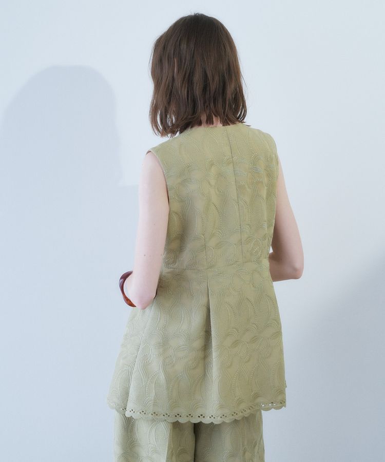 YECCA VECCA「刺繍ペプラムジレ」|ベスト・ジレ|