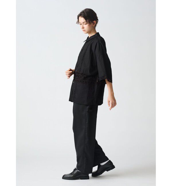 mizuiro ind「mizuiro ind バテンレースワイドシャツ」|シャツ・ブラウス|