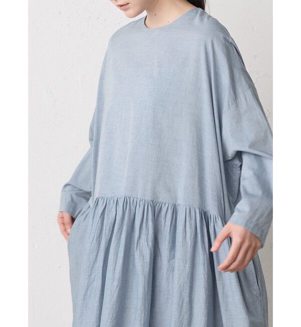 MidiUmi「MidiUmi シャンブレーギャザーワンピース」|ワンピース|