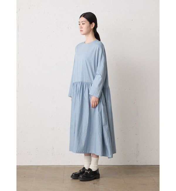 MidiUmi「MidiUmi シャンブレーギャザーワンピース」|ワンピース|