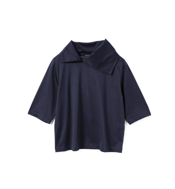 mizuiro ind「mizuiro ind アシンメトリーカラープルオーバー」|Tシャツ・カットソー|ネイビー
